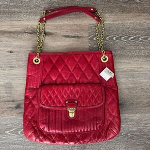 Coach Red Quilted Tote Bag